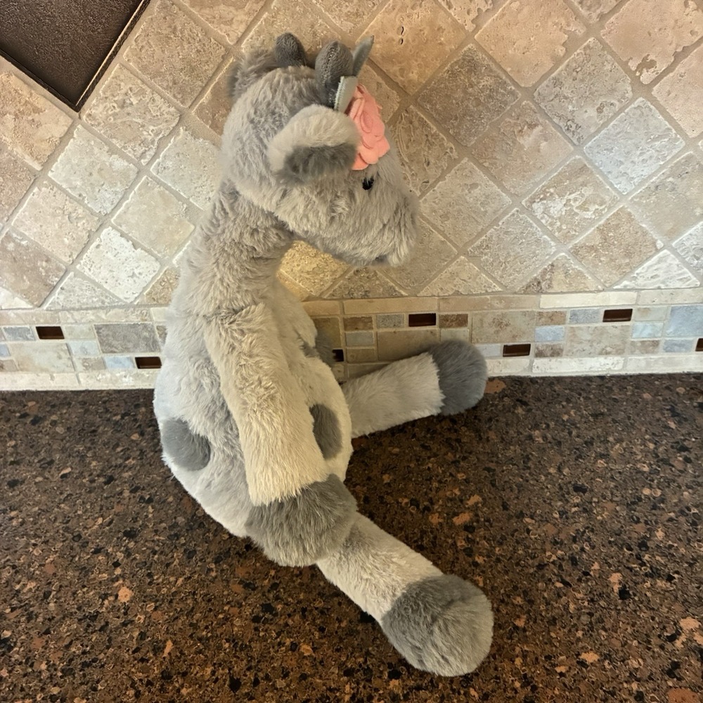 Lambs and Ivy Skylar Giraffe Plush Gray Pink Flowers Stuffed Animal Baby Nursey - Picture 3 of 15